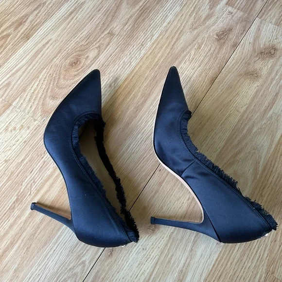 Sam Edelman Black Halan Frayed Pointed Toe Pump Size 6.5 - Picture 7 of 11